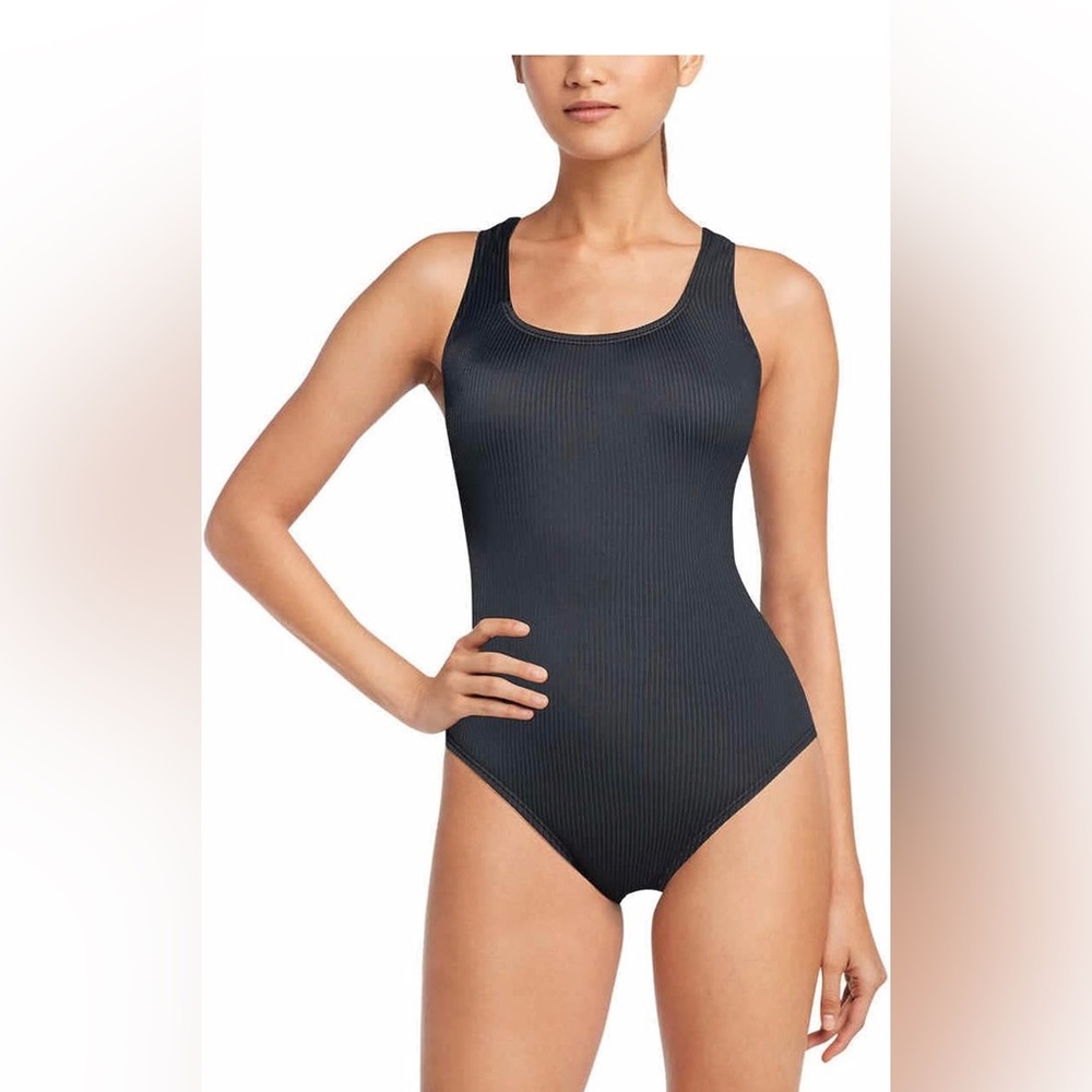 Speedo Womens Ultraback One Piece Swimsuit Black with Piping size XL NWT